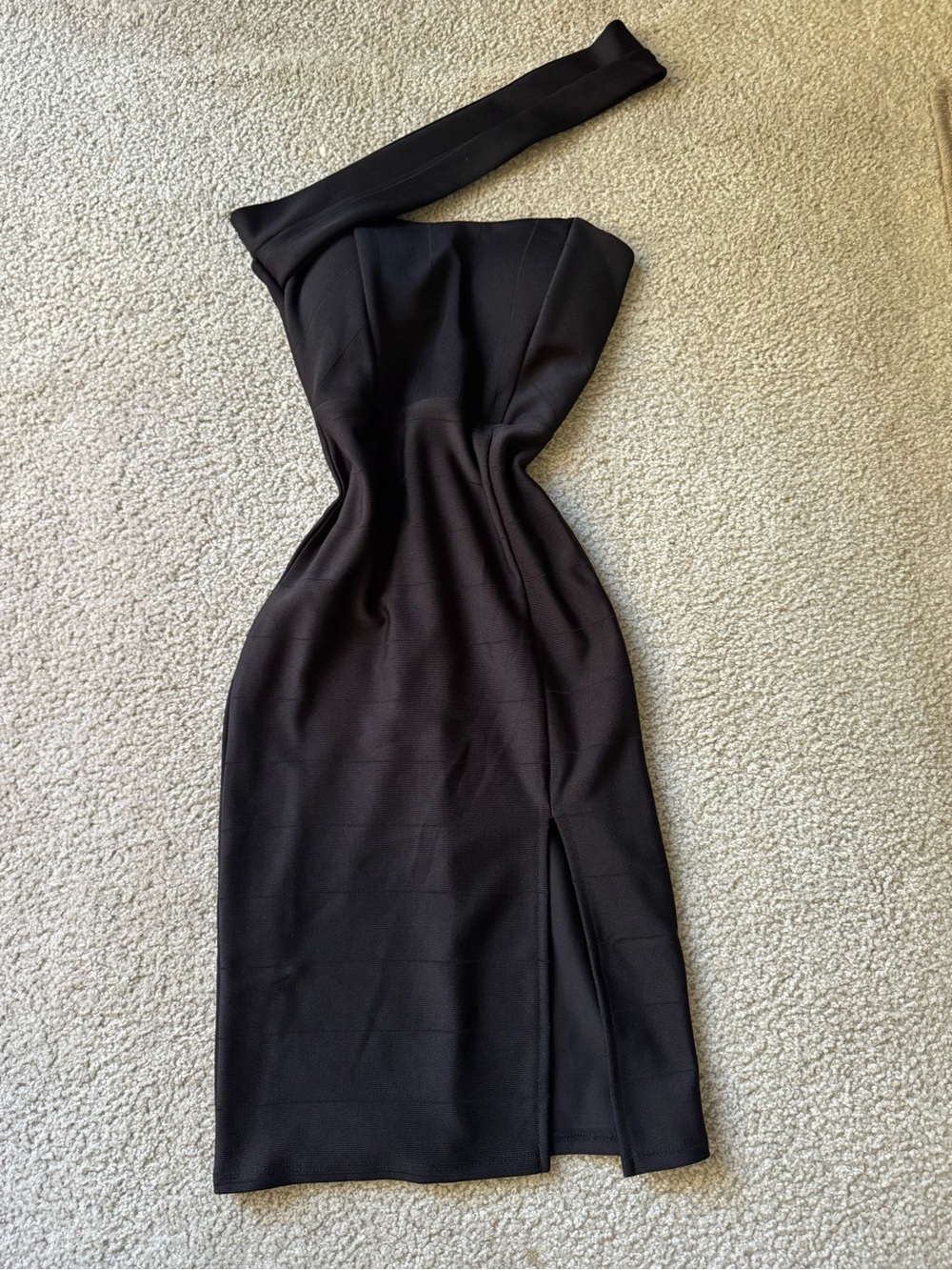 Macy's Black One-Shoulder Bodycon Dress with Side Slit shoulder bodycon y2k